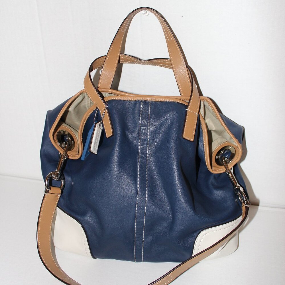 Coach Hadley Midnight Blue/White Convertible Shoulder Bag